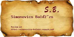 Simonovics Balázs névjegykártya